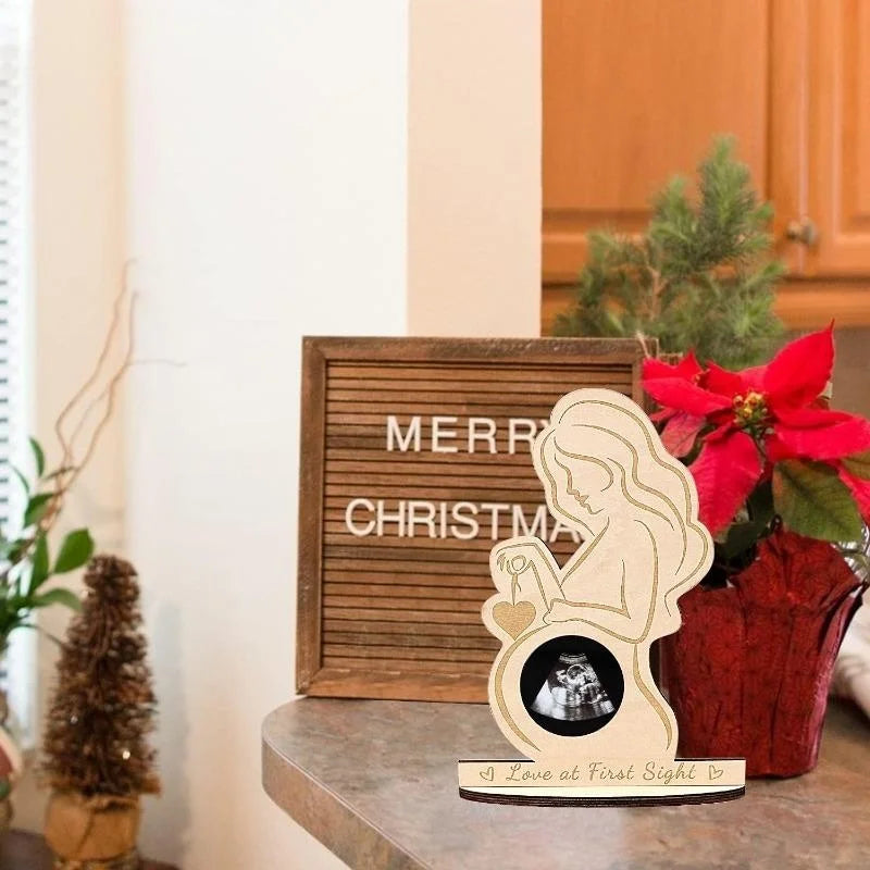 Baby Ultrasound Photo Frame – Wooden Sonogram Keepsake Gift for Expectant Mothers