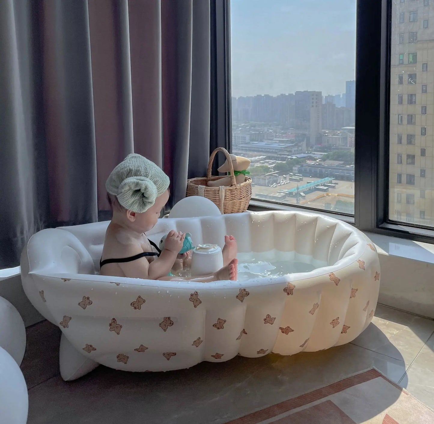 Baby Inflatable Bathtub – Portable Cartoon Animal Swimming Pool for Newborns & Toddlers