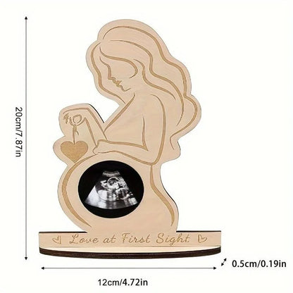 Baby Ultrasound Photo Frame – Wooden Sonogram Keepsake Gift for Expectant Mothers