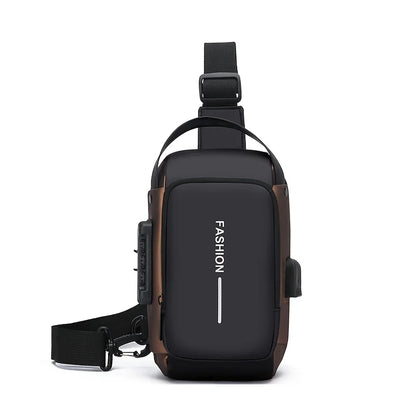 Men's Oxford Fabric Sling Bag with Phone Pocket & Zip Closure
