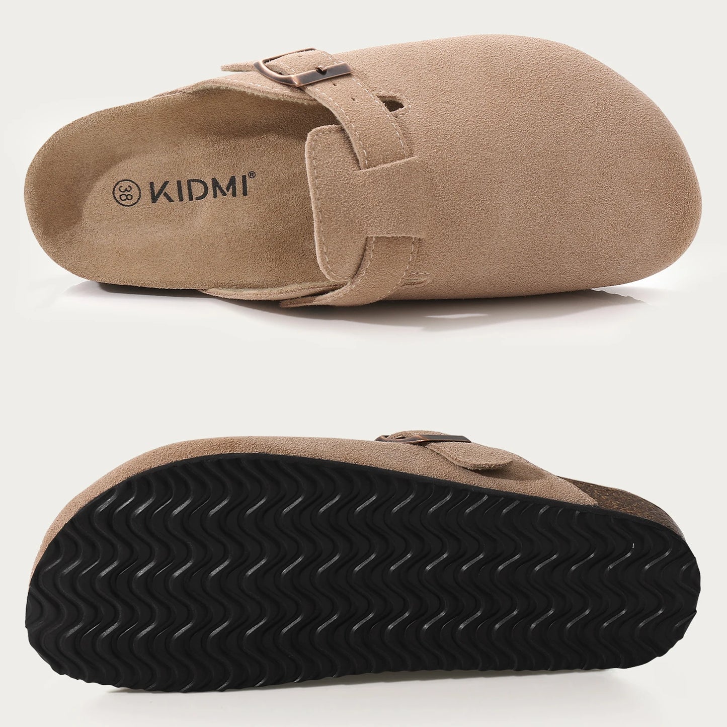 Women's Cork Mule Clogs – Suede Anti-Slip Outdoor Slippers with Arch Support