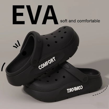 Couple Indoor & Outdoor Sandals – Anti-Slip Hollow Covered Toe Thick Bottom Slippers for Men & Women