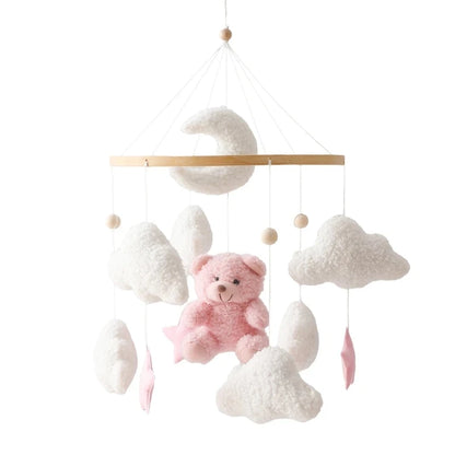 Baby Crib Mobile Rattle Toy – Felt Forest Animal Bed Bell with Wooden Bracket for 0–12 Months