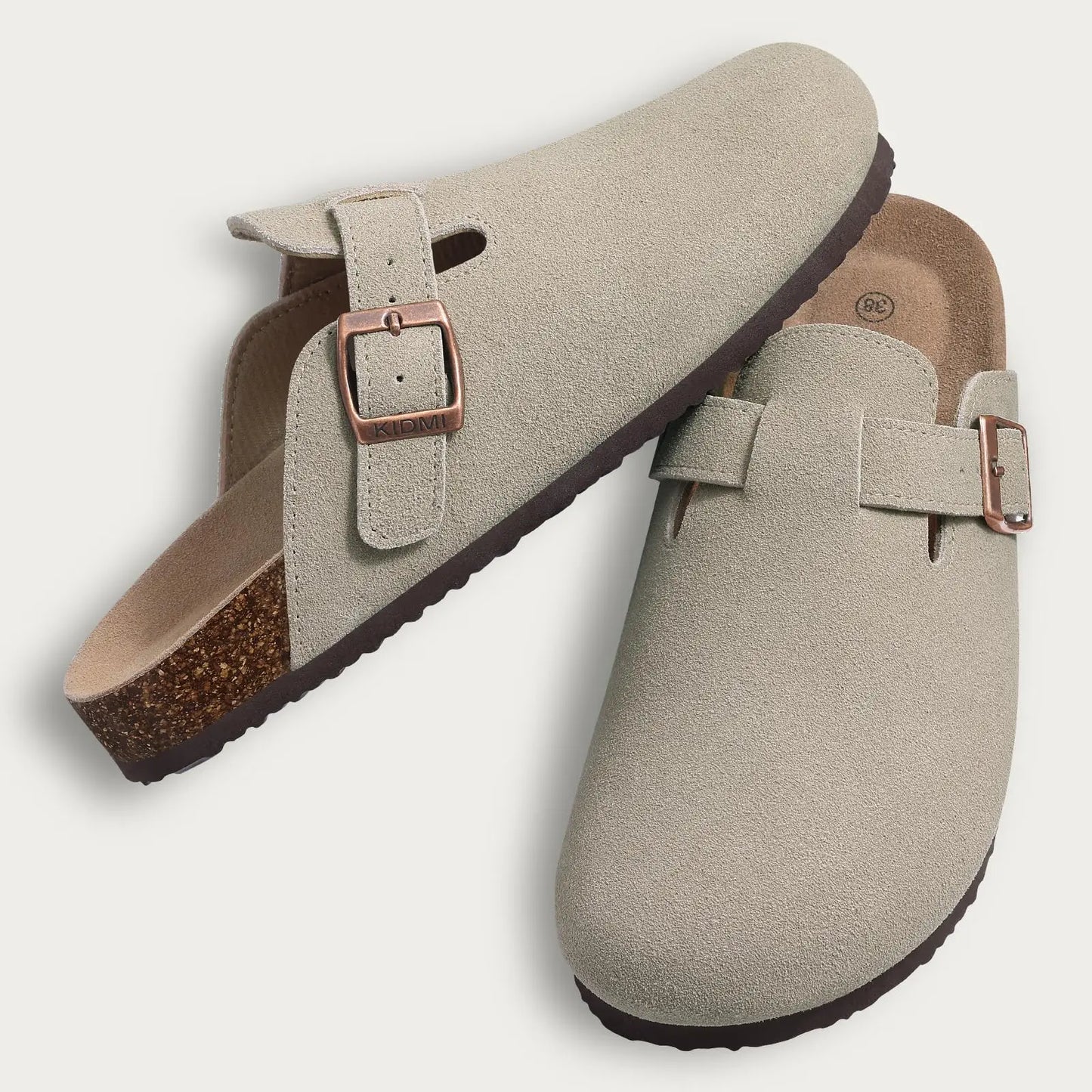Women's Cork Mule Clogs – Suede Anti-Slip Outdoor Slippers with Arch Support