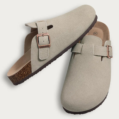 Women's Cork Mule Clogs – Suede Anti-Slip Outdoor Slippers with Arch Support
