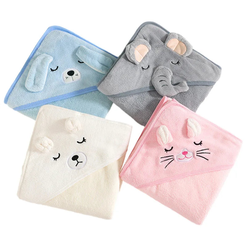 Cartoon Animal Baby Hooded Bath Towel – Soft Newborn Bathrobe Swaddle Wrap for Boys & Girls