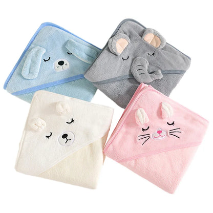 Cartoon Animal Baby Hooded Bath Towel – Soft Newborn Bathrobe Swaddle Wrap for Boys & Girls