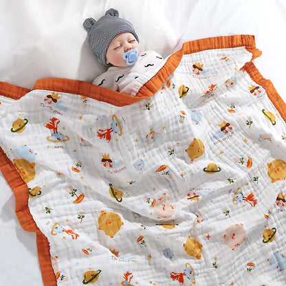 Baby 6-Layer Cotton Gauze Blanket – Soft Breathable Newborn Swaddle & Bath Towel