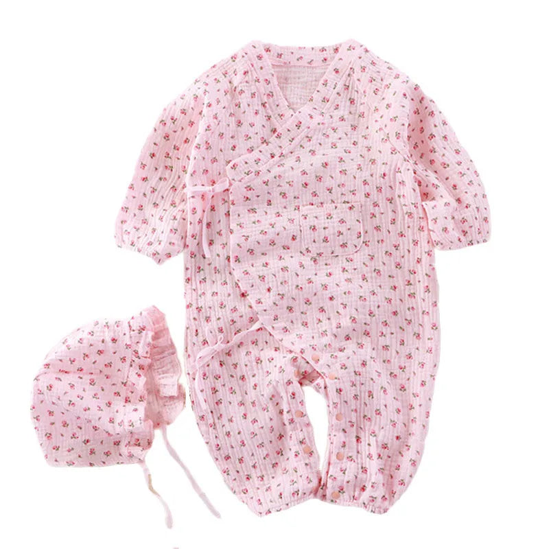 Baby Muslin Cotton Long Sleeve Romper – Unisex Jumpsuit for 0–24 Months