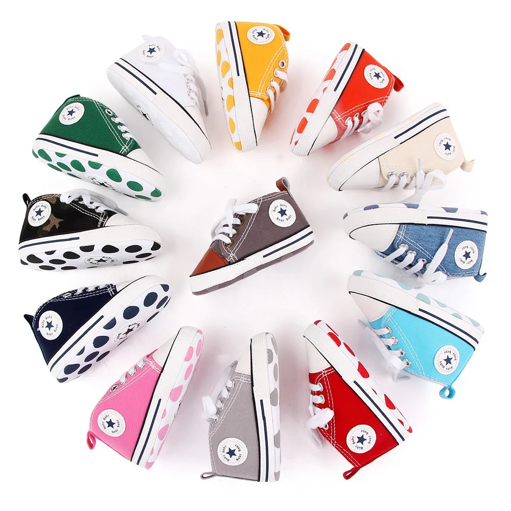 Baby Canvas Sneakers – Classic Soft Sole Non-Slip First Walker Shoes for Boys & Girls