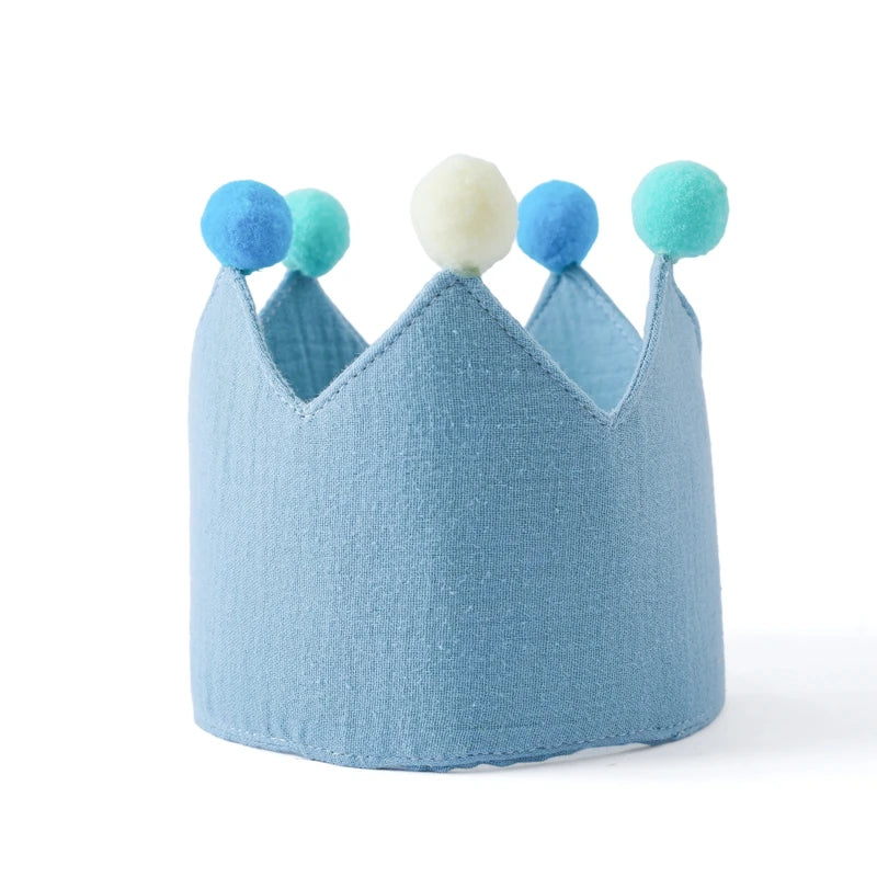 Baby Birthday Crown Hat – Woolen Ball Headband for Kids Party & Photography Props