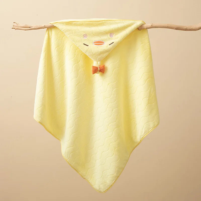 Baby Hooded Bathrobe Towel – Soft Coral Fleece Cartoon Bath Wrap for Newborns & Toddlers