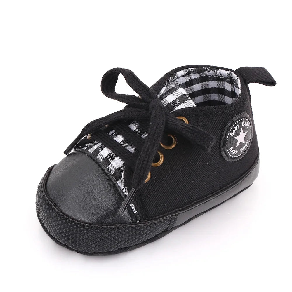 Baby Canvas Sneakers – Classic Soft Sole Non-Slip First Walker Shoes for Boys & Girls