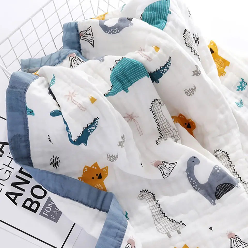 Baby 6-Layer Cotton Gauze Blanket – Soft Breathable Newborn Swaddle & Bath Towel