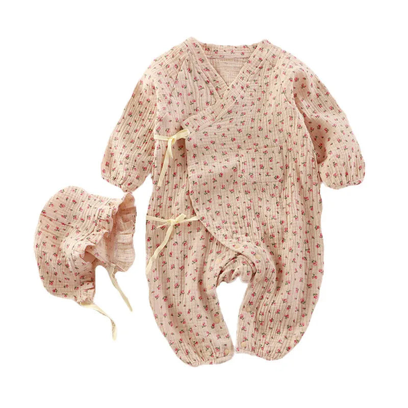 Baby Muslin Cotton Long Sleeve Romper – Unisex Jumpsuit for 0–24 Months