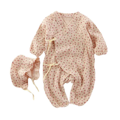 Baby Muslin Cotton Long Sleeve Romper – Unisex Jumpsuit for 0–24 Months