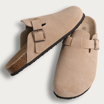 Women's Cork Mule Clogs – Suede Anti-Slip Outdoor Slippers with Arch Support