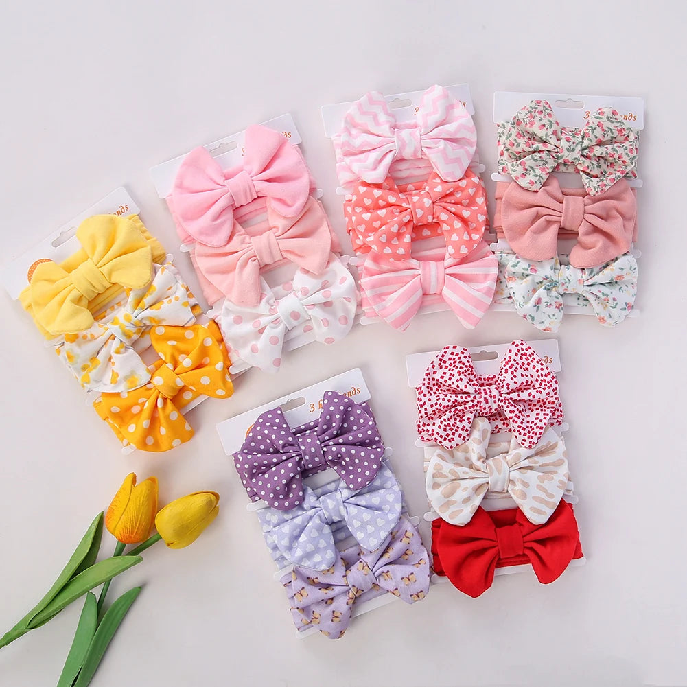 Baby Headbands 3-Pack – Cute Cotton Bow & Print Hairbands for Newborns