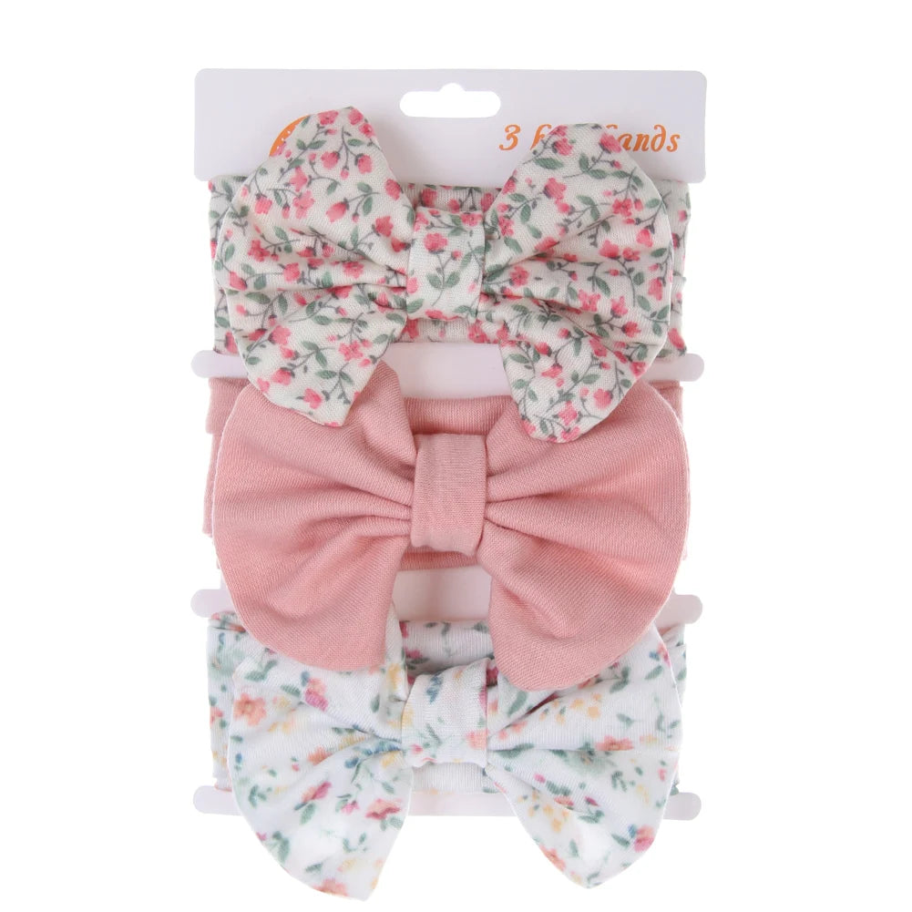 Baby Headbands 3-Pack – Cute Cotton Bow & Print Hairbands for Newborns