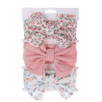 Baby Headbands 3-Pack – Cute Cotton Bow & Print Hairbands for Newborns
