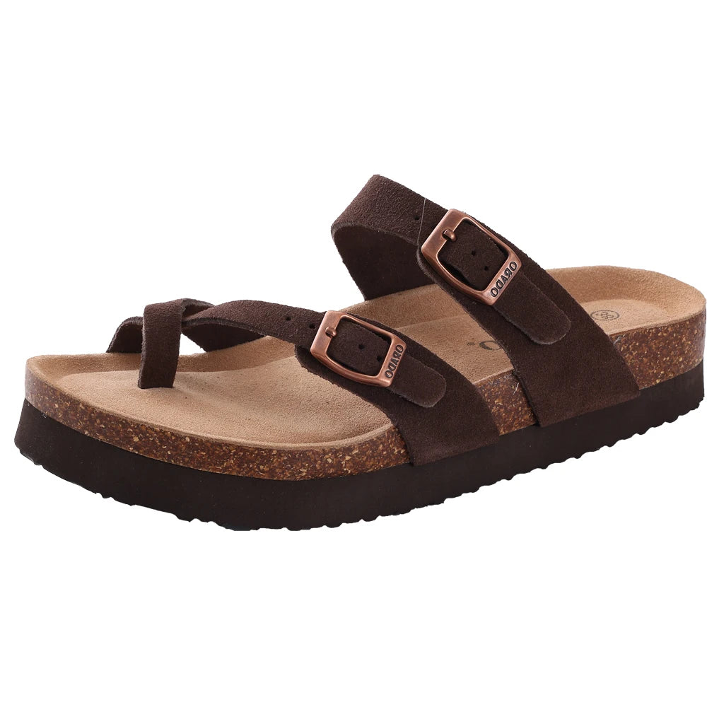 Women's Cork Mule Clogs – Suede Anti-Slip Outdoor Slippers with Arch Support