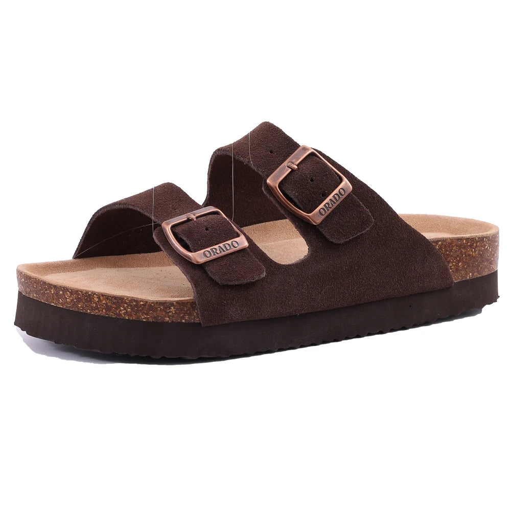 Women's Cork Mule Clogs – Suede Anti-Slip Outdoor Slippers with Arch Support
