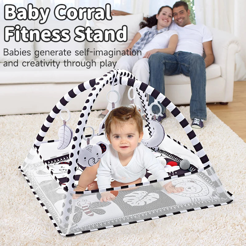Baby Play Gym Mat with Rack – Newborn Activity Tummy Time Blanket 0-36 Months
