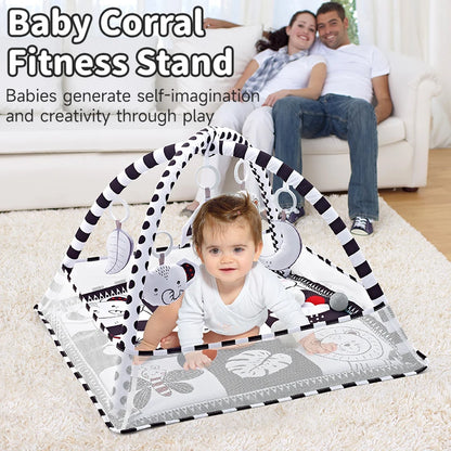 Baby Play Gym Mat with Rack – Newborn Activity Tummy Time Blanket 0-36 Months