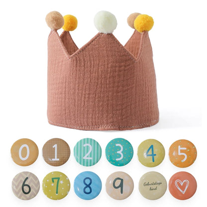Baby Birthday Crown Hat – Woolen Ball Headband for Kids Party & Photography Props