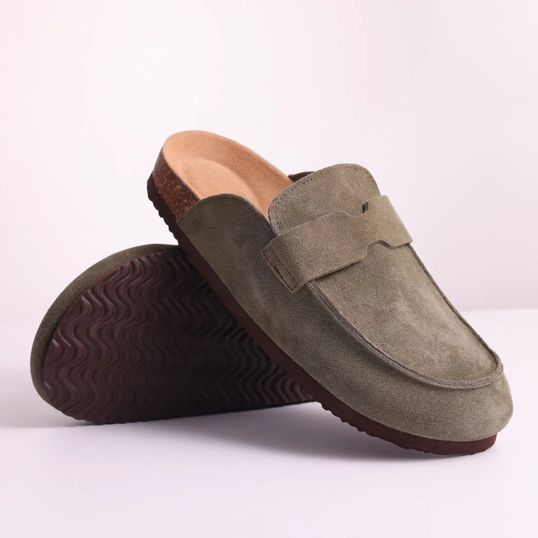Women's Cork Mule Clogs – Suede Anti-Slip Outdoor Slippers with Arch Support