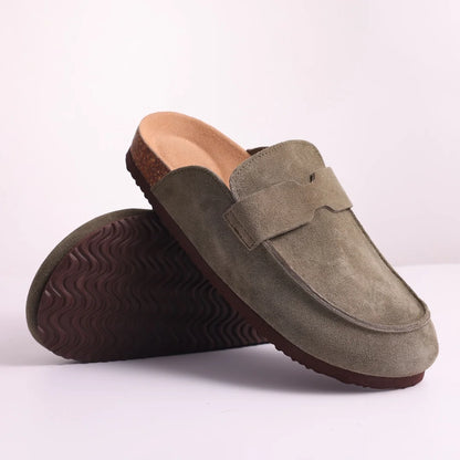 Women's Cork Mule Clogs – Suede Anti-Slip Outdoor Slippers with Arch Support