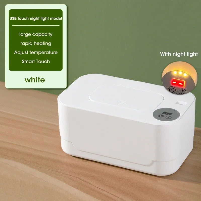 Baby Wipe Warmer with LED Display – Portable USB Wet Towel Heater for Home & Car