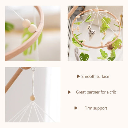 Baby Crib Mobile Rattle Toy – Felt Forest Animal Bed Bell with Wooden Bracket for 0–12 Months