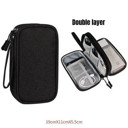 Portable Travel Cable Organizer Bag – Waterproof Double Layer Storage Pouch