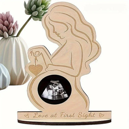 Baby Ultrasound Photo Frame – Wooden Sonogram Keepsake Gift for Expectant Mothers