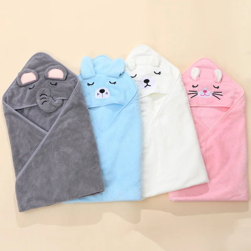 Cartoon Baby Hooded Bath Towel – Soft Newborn Bathrobe Swaddle Wrap for Boys & Girls