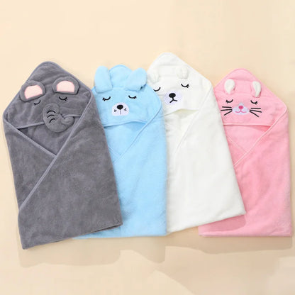 Cartoon Baby Hooded Bath Towel – Soft Newborn Bathrobe Swaddle Wrap for Boys & Girls