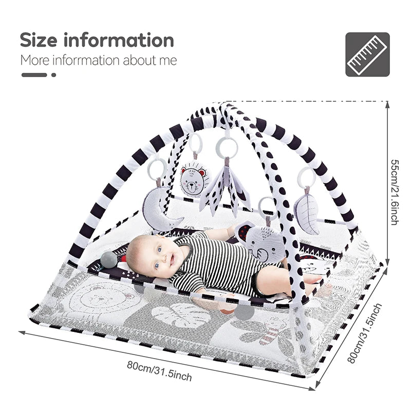 Baby Play Gym Mat with Rack – Newborn Activity Tummy Time Blanket 0-36 Months