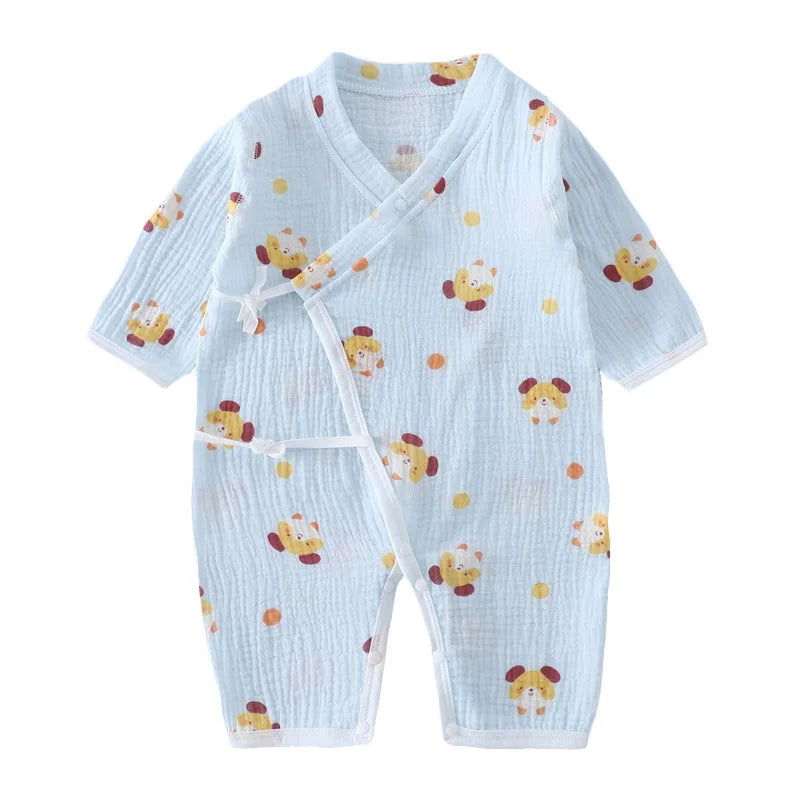 Baby Muslin Cotton Long Sleeve Romper – Unisex Jumpsuit for 0–24 Months