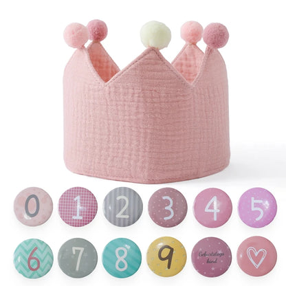 Baby Birthday Crown Hat – Woolen Ball Headband for Kids Party & Photography Props