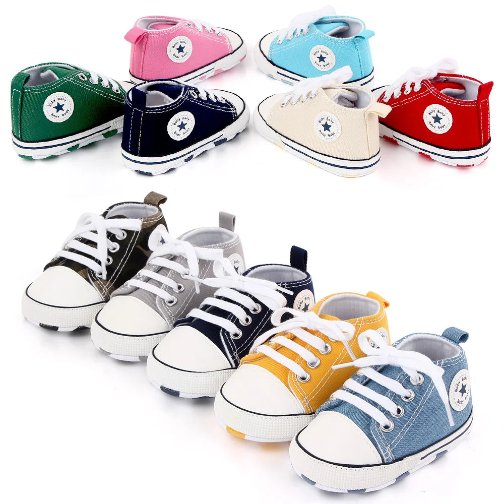 Baby Canvas Sneakers – Classic Soft Sole Non-Slip First Walker Shoes for Boys & Girls