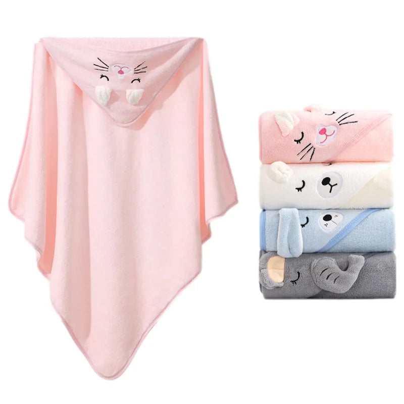 Cartoon Animal Baby Hooded Bath Towel – Soft Newborn Bathrobe Swaddle Wrap for Boys & Girls