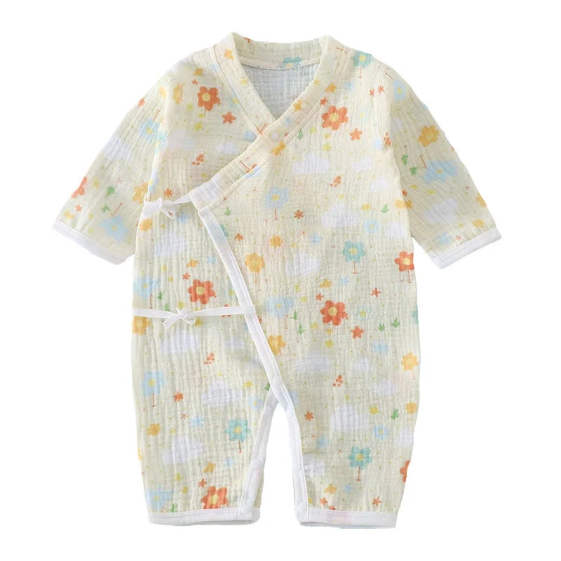 Baby Muslin Cotton Long Sleeve Romper – Unisex Jumpsuit for 0–24 Months