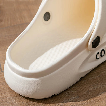 Couple Indoor & Outdoor Sandals – Anti-Slip Hollow Covered Toe Thick Bottom Slippers for Men & Women