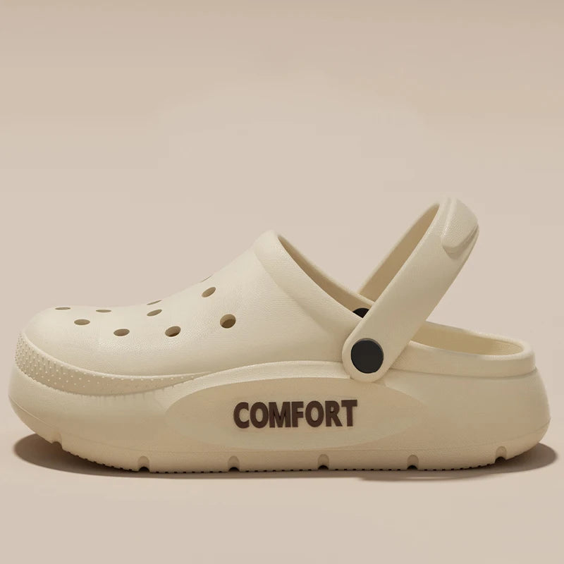 Couple Indoor & Outdoor Sandals – Anti-Slip Hollow Covered Toe Thick Bottom Slippers for Men & Women
