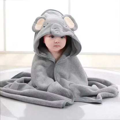 Cartoon Baby Hooded Bath Towel – Soft Newborn Bathrobe Swaddle Wrap for Boys & Girls
