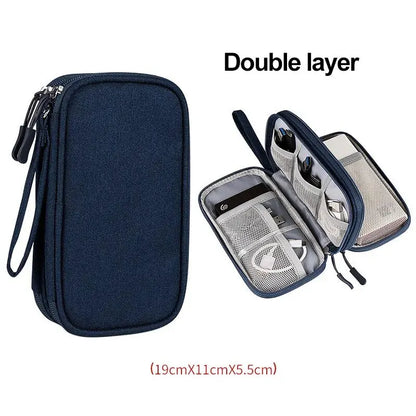 Portable Travel Cable Organizer Bag – Waterproof Double Layer Storage Pouch