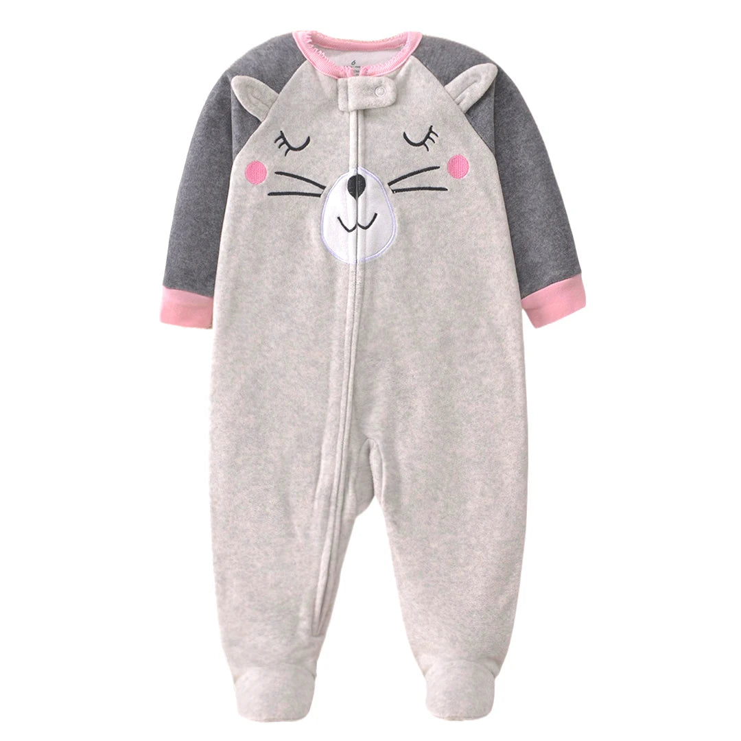 Baby Winter Fleece Romper – Warm Unisex Jumpsuit for Newborns 3–12 Months
