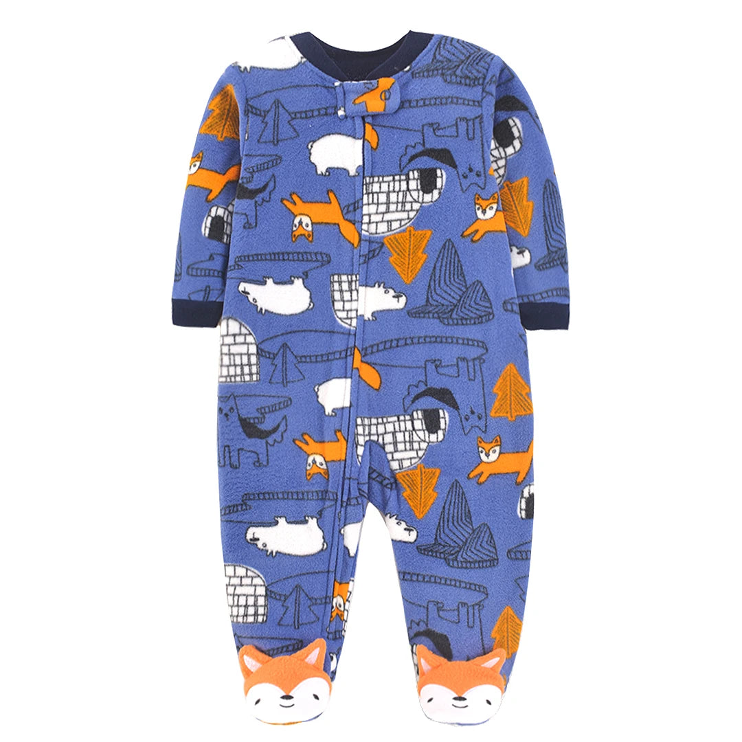 Baby Winter Fleece Romper – Warm Unisex Jumpsuit for Newborns 3–12 Months