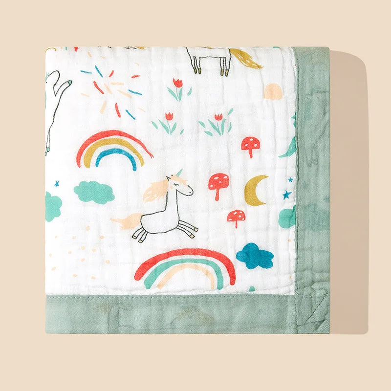 Baby 6-Layer Cotton Gauze Blanket – Soft Breathable Newborn Swaddle & Bath Towel